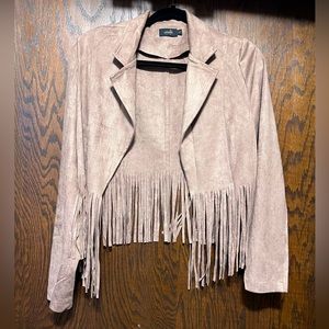 Taupe fringe jacket